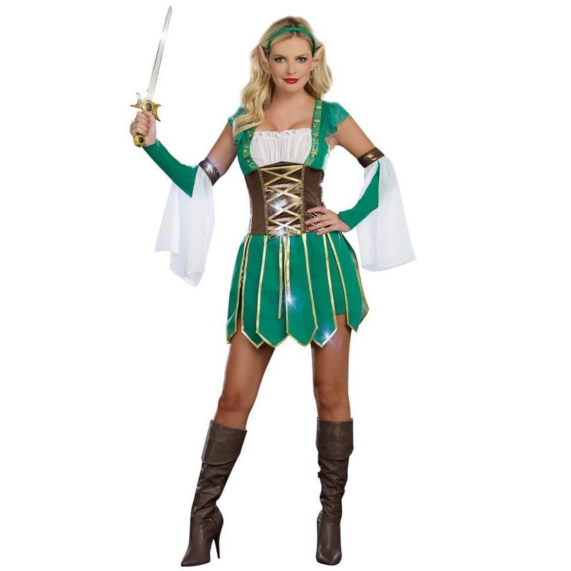 Dreamgirl Medieval Warrior Elf Adult Women's Costume Dress, 1 of 3