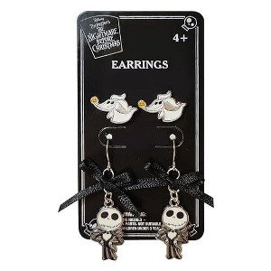 Disney Jack Skellington Earrings from Nightmare Before Christmas, 2 pair Hypoallergenic Earrings with Charms, Ages 4+ - 1 of 4