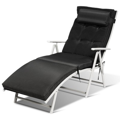 Tangkula Cushioned Folding Chaise Lounge Chair Adjustable Recliner