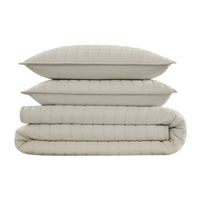 Natural Linen King Quilt Set with Shams