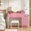 Aheaplus Makeup Vanity Set with Stool and LED Mirror, Modern Makeup Table Vanity Desk with 6 Storage Drawers - 3 of 4