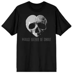 V Day I Would Rather Be Single Crew Neck Short Sleeve Black T-shirt-3XL