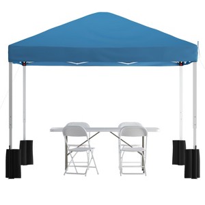Emma and Oliver Outdoor Event/Tailgate Set with Pop Up Event Canopy with Wheeled Case, Bi-Fold Table and 4 Folding Chairs - 1 of 4