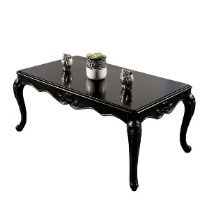 Sapphtopaz 53" Elegant Coffee Table with Curved Legs Rectangle Wood Dining Table with Carved Details Home Decor Coffee Bar for Living Room - 1 of 4