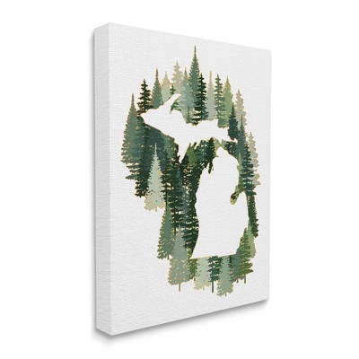 Stupell Industries Michigan State Outline Green Pine Tree Forest : Target