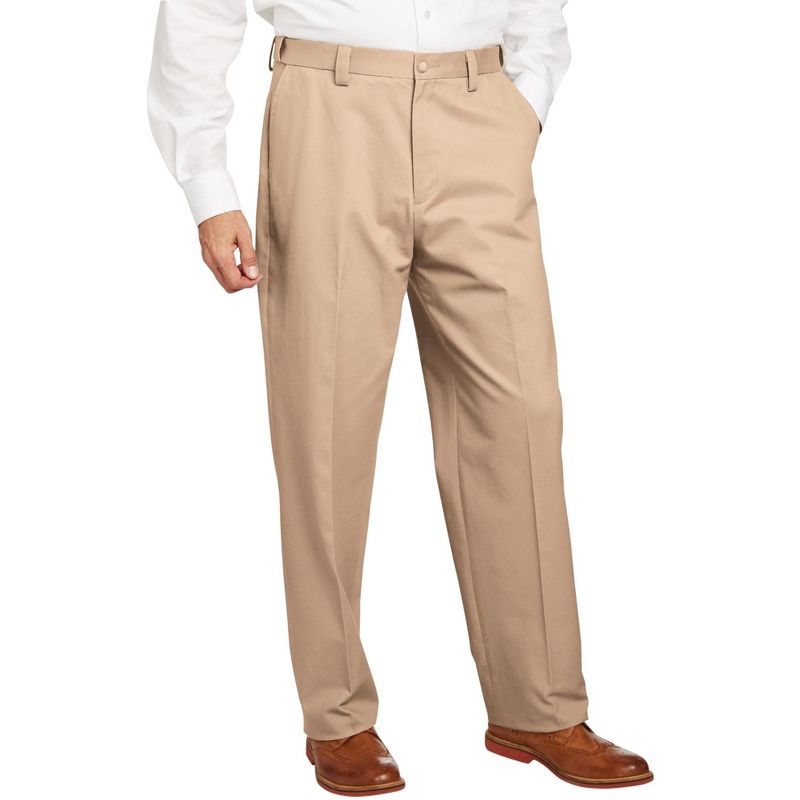 KingSize Men's Big & Tall Classic Fit Wrinkle-Free Expandable Waist Plain Front Pants, 1 of 2