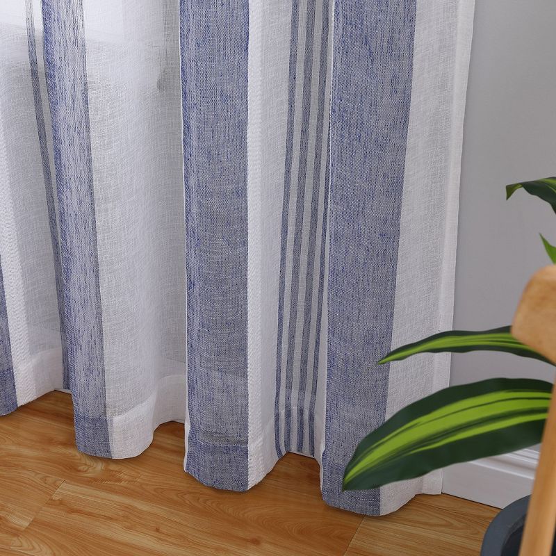 Whizmax Sheer Stripe Curtains for Living Room Bedroom Window Grommet Voile Drapes, 2 Panels, 2 of 6