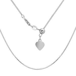 Links of Italy Sterling Silver Adjustable Square Snake Chain - Rhodium Plated - Silver - 14 - 22 Inch - 1 of 2