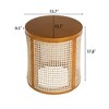 Lyngins Natural Wood Outdoor Side Table with Storage, 15.7” Round End Table, Hollow Woven Side Table, Indoor/Outdoor Small Table for Garden/Balcony - 2 of 4