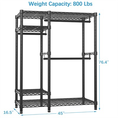Black Heavy Duty Metal Freestanding Wardrobe Closet Rack