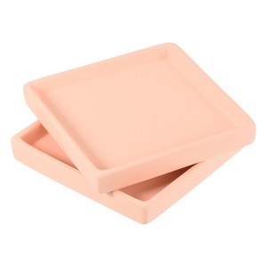 Unique Bargains Indoor Ceramic Square Plant Pot Saucers Tray 2 Pcs - 1 of 4