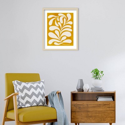 Goldenrod and Cream Botanical Wood Framed Wall Art Print