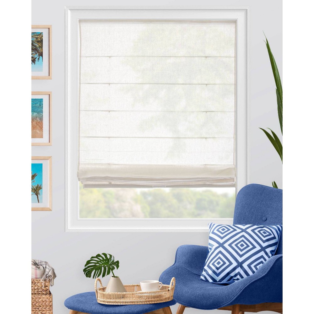34"x64" Chicology Sheer Roman Shade Pacific White