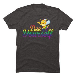 Adult Design By Humans Bee Yourself Rainbow Pride By AmusingDesignCo T-Shirt - 1 of 2