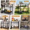 ROVSUN Grill Dining Cart Table, Stainless Steel Bar Table Top, Movable Kitchen Island Stand for Outdoor Food Prep, Pizza Oven, Charcoal Accessories - 4 of 4