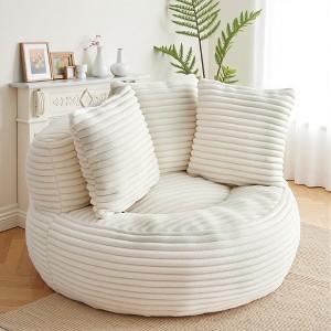 JOYRACER Oversized Corduroy Accent Bean Bag Sofa Chair with 3 Pillows, Lazy Lounge Barrel Chair, Cozy Floor Couch for Bedroom, Living Room & Reading - 1 of 4