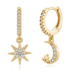 Turandoss 18K Gold Huggie Hoop Earrings for Girls Women - Dainty Diamond Cartilage Dangle Clip on Earring Hypoallergenic, Birthday Christmas Gifts - 1 of 4