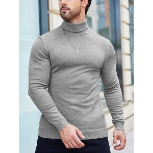 Nine Bull Men's Slim Fit Turtleneck Sweater, Long Sleeve, Casual