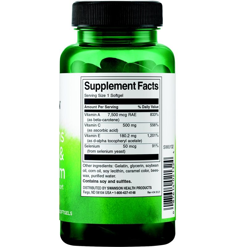 Swanson Dietary Supplements Vitamins A, C, E & Selenium Softgel 60ct, 2 of 3