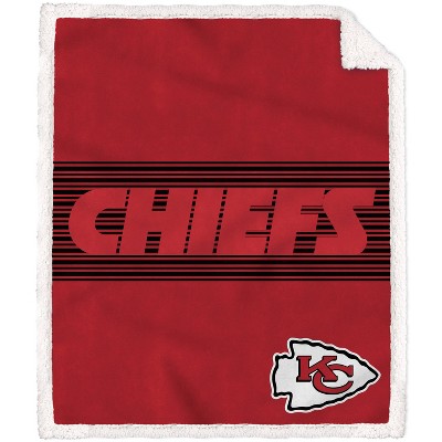 NFL Kansas City Chiefs Center Stripe Trim Sherpa Trim Blanket