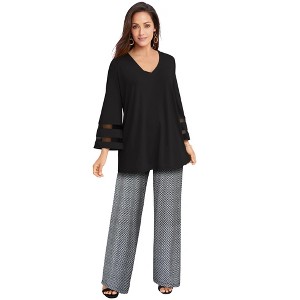 Jessica London Stretch Knit Wide Leg Pant - 1 of 4