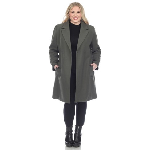 Plus Size Classic Walker Coat Olive 1x-white Mark : Target