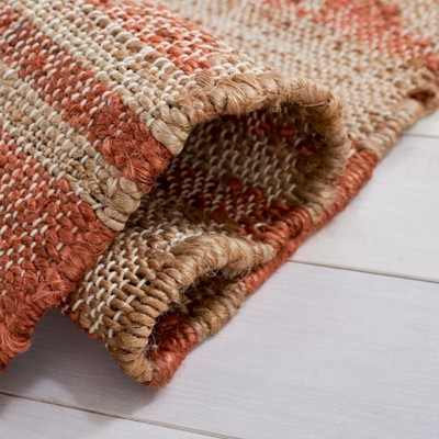Handmade Red and Beige Wool Cotton 8' x 10' Reversible Flat Woven Rug