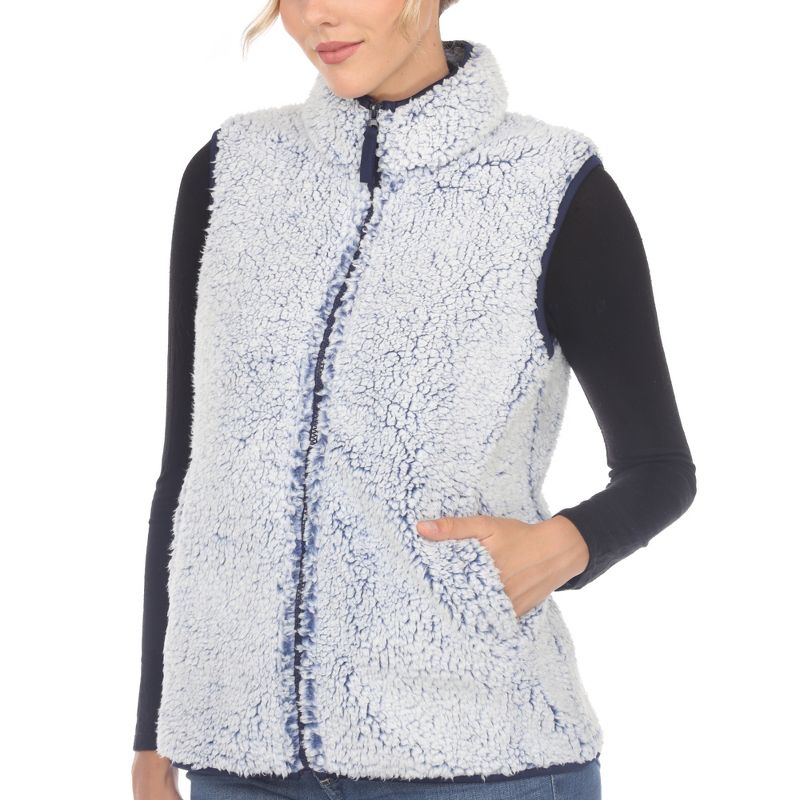 Women's Zip up High Pile Fleece Vest -White Mark, 5 of 6
