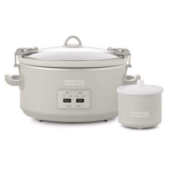 Crock-Pot 7 Quart Cook and Carry Slow Cooker with Touch Control, 4 Pre Programmed Settings, Removable Stoneware, and Locking Lid, Mushroom