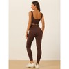 Allegra K Women's Seamless Ribbed Bra High Waisted Leggings Workout Set - 4 of 4