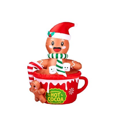 Karl Home 6.5FT Lighted Gingerbread Man in Cup Christmas Inflatable Decoration