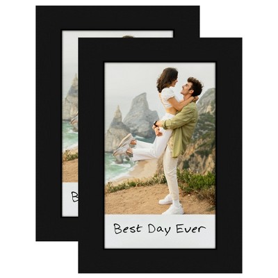Americanflat Mini Instant Photo Frame with Double White Mat - Display 2.1x3.4 Photos - Black - Multi Pack