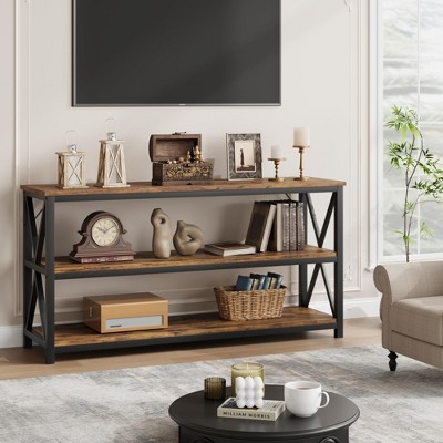 Farmhouse Console Table, 55.1" Entryway Table with Storage