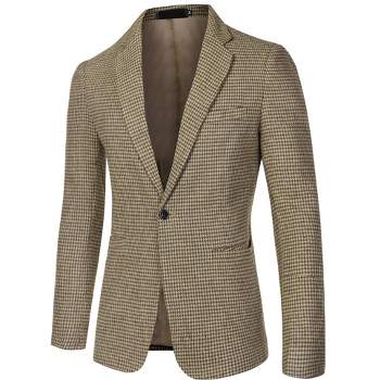 Lars Amadeus Men's Plaid Pattern Button Down Slim Fit Casual Jacket ...