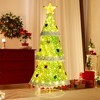 Tangkula 4.6 FT Pop-up Christmas Tree Collapsible Artificial Xmas Tree w/110 Warm Lights Tree Top Star Metal Base Lighted Christmas Decor - 3 of 4