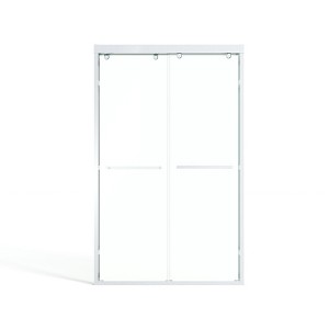 Lirago 48x75 Double Slider Glass Cabinet Door Kit Tempered Glass Aluminum Track Anti Derail Wheels Compact Bathroom Silver - 1 of 4