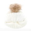 David & Young Women's Plaid Mama Patch Winter Beanie Knit Hat with Pom - 2 of 2