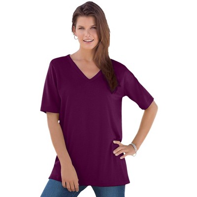 Roaman's Women's Plus Size Ultimate V Neck Tee
