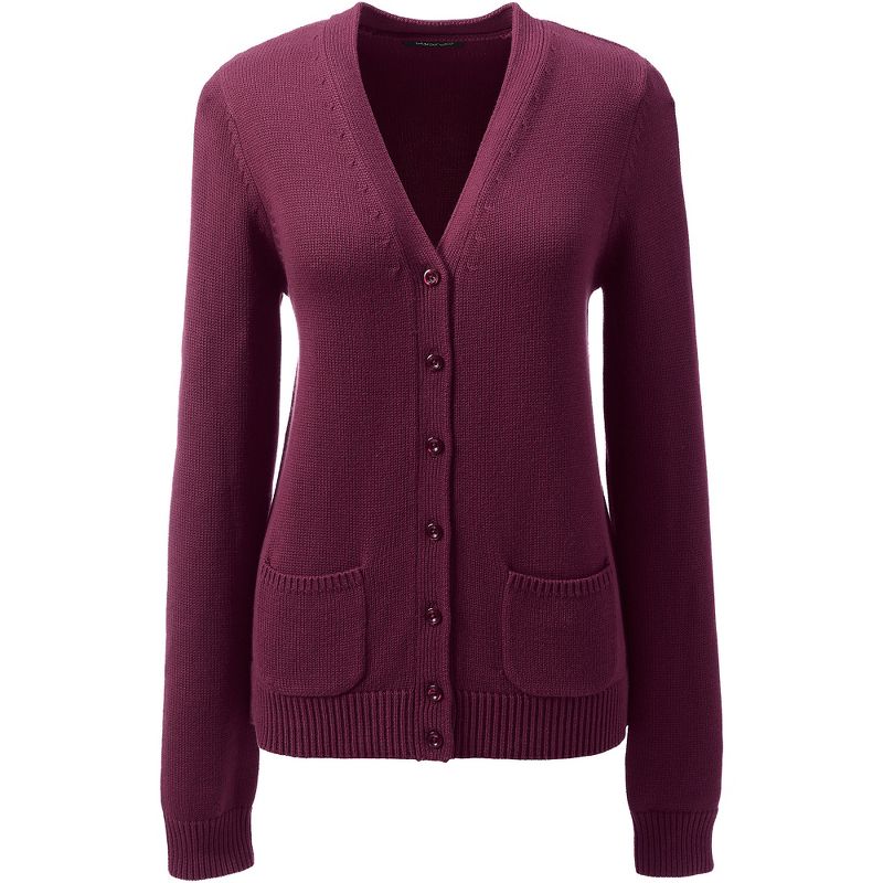 Lands' End School Uniform Women's Cotton Modal Button Front Cardigan Sweater, 1 of 4