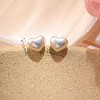 14k Gold Plated Heart White Pearl Small Simple Stud Hypoallergenic Bridesmaid Wedding Earrings for Women - 2 of 4