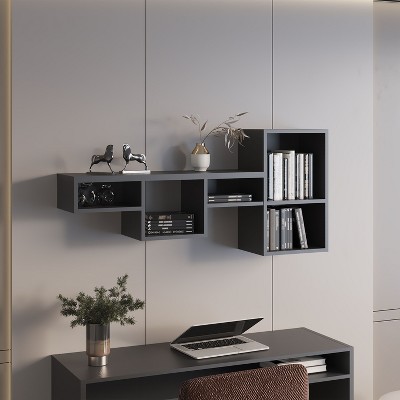NicBex 7 Shelves Wall Mounted Bookshelves Floating Decor  Decorative Hanging  Shelf for Books, Plants & Collectibles