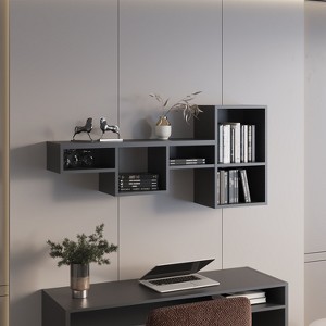 NicBex 7 Shelves Wall Mounted Bookshelves Floating Decor  Decorative Hanging  Shelf for Books, Plants & Collectibles - 1 of 4