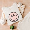 Simply Sage Market S.W.Smiley Pink Smiley Face Grunge Lightweight Garment Dyed Sweatshirt - 3 of 4