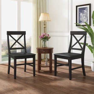 Coolbibila-Accent Chair Wood With Openwork Cross Backrest, Accent Chair Modern Set Of 2, Accent Chair Armless, Farm Dining Room Chairs - 1 of 4