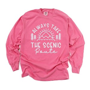 Simply Sage Market Women's Take The Scenic Route Horizon Long Sleeve Garment Dyed Tee - 1 of 3