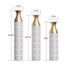 Angel Sar 3-Piece Gold Line Vase Set, Tall White Ceramic Vases with Vertical Stripe Pattern, 33.5" 28.7" 24" H Home Decor - 3 of 4