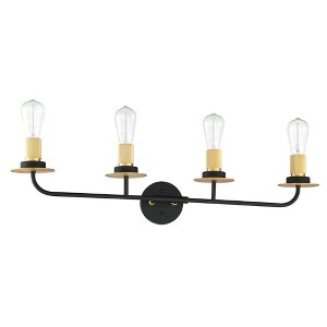 Sunset Lighting Onyx Industrial 4-Light Bathroom Vanity Black & Gold - 1 of 4