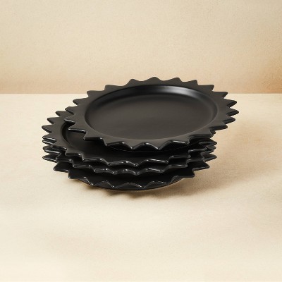 8" 4pk Stoneware Pointed Sun Salad Plates Black - Opalhouse™ designed with Jungalow™