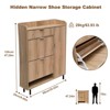 Shoe Storage Cabinet, Farmhouse Shoe Organizer with 2 Flip Drawers and 2 Drawers, Freestanding Narrow Shoe Rack Cabinet , Oak - 2 of 4
