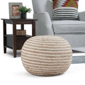 WyndenHall Deni Round Pouf Natural Jute: Bohemian Style, Upholstered, No Assembly, 250lb Capacity - 1 of 4